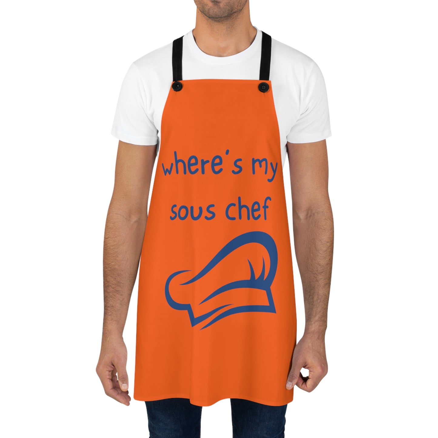 "Where's My Sous Chef" (blue on orange) Apron SC46sbo