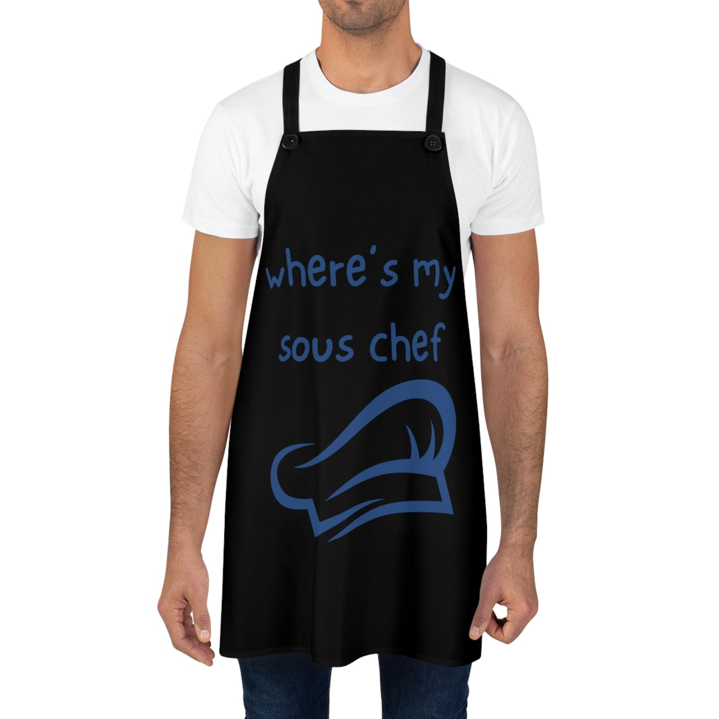 "Where's My Sous Chef" (blue on black) Apron SC46sbbk