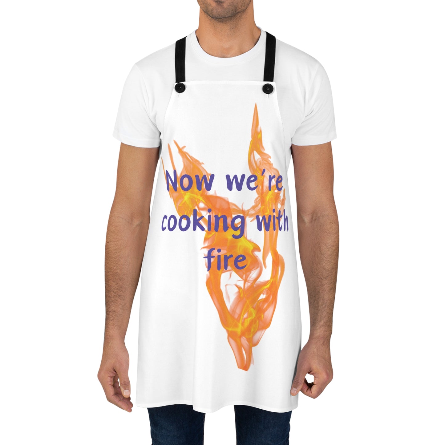 "Cooking with Fire" (white) Apron CF01.wt