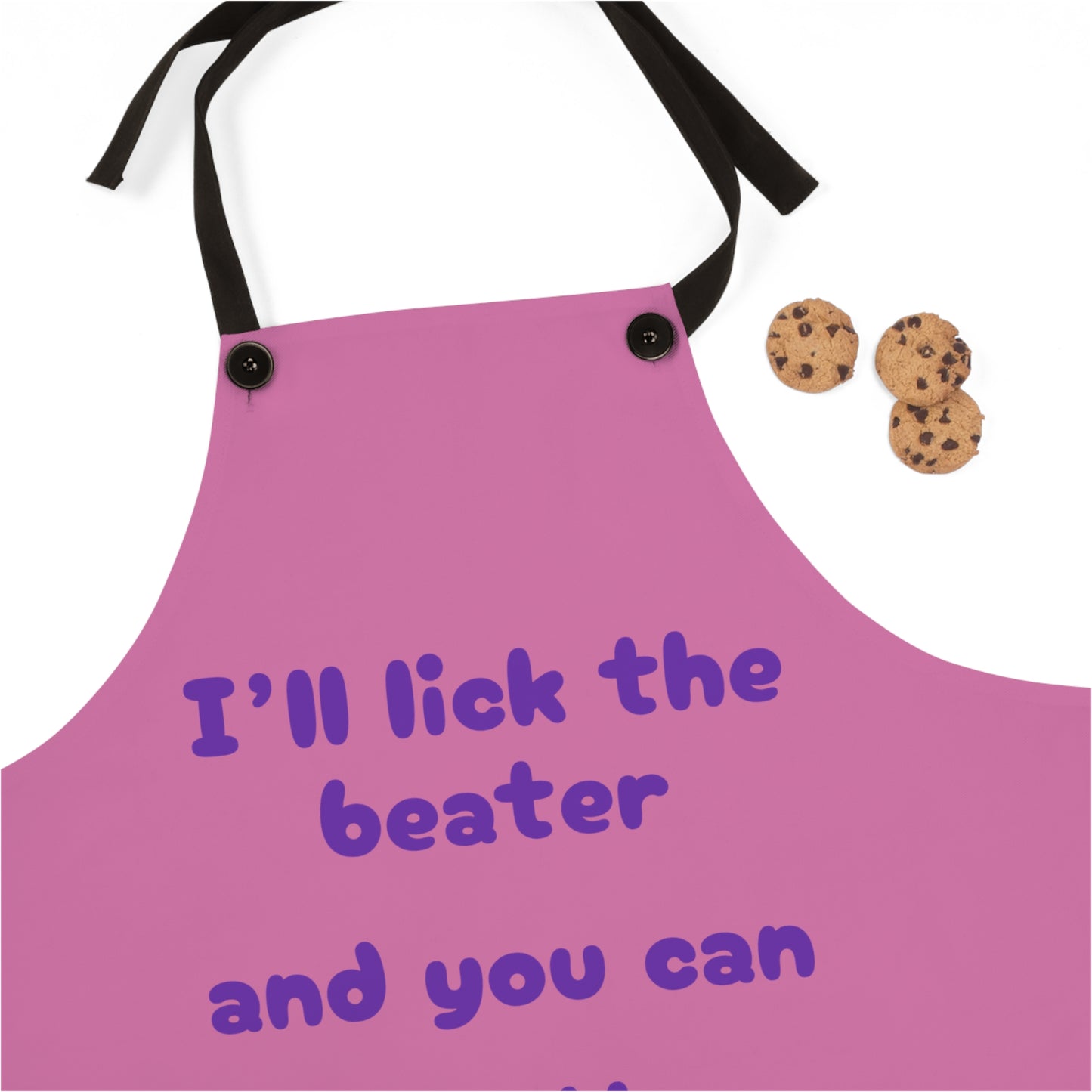 "I'll lick the beater and you can lick the bowl" (purple on light pink) Apron BB013pplp