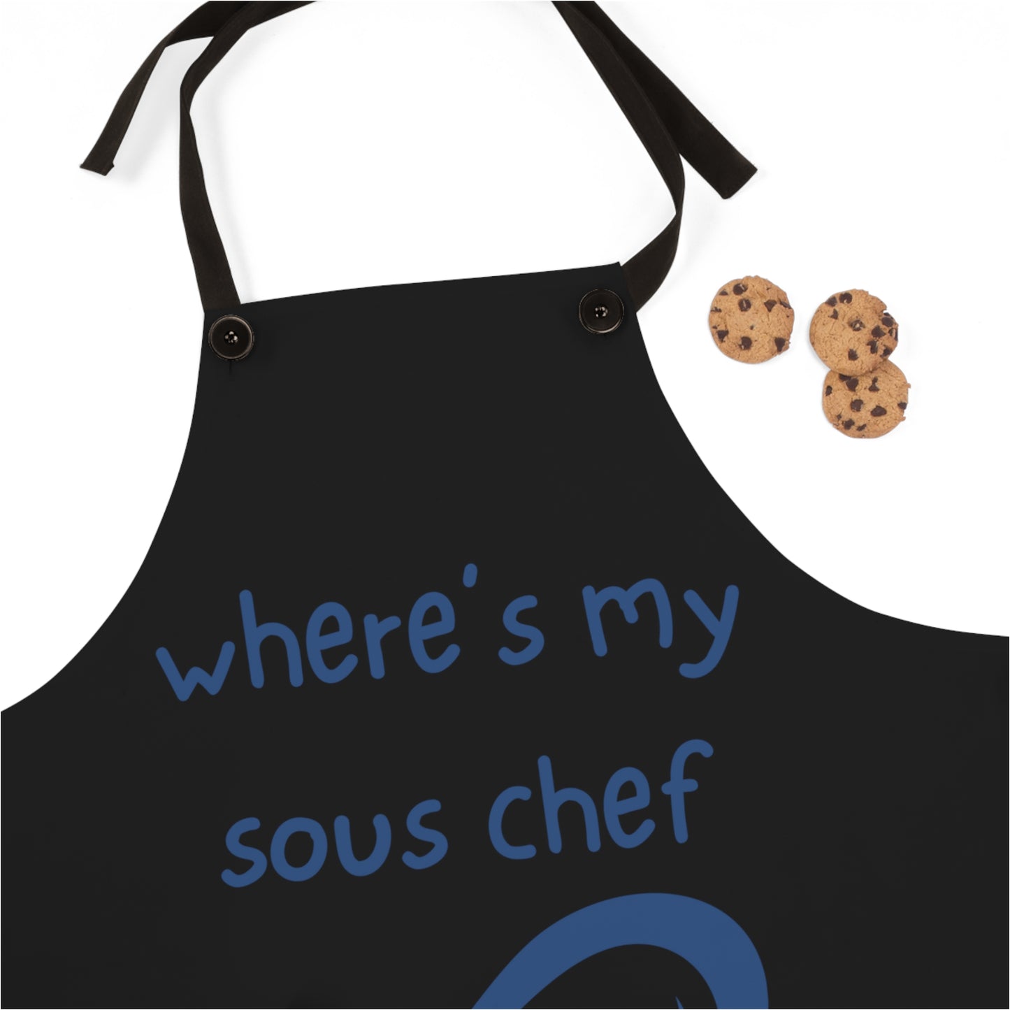 "Where's My Sous Chef" (blue on black) Apron SC46sbbk