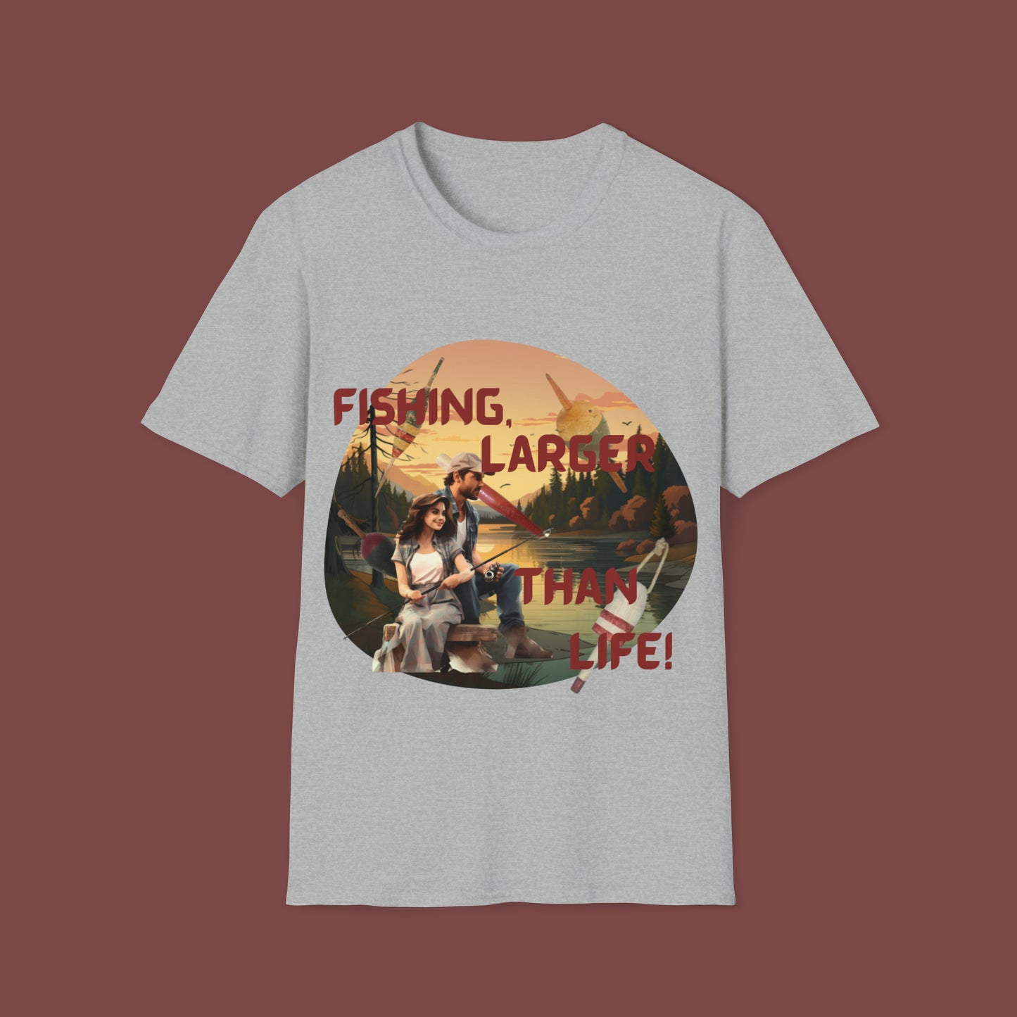"Fishing, Truly Larger Than Life" Unisex Short Sleeve T-Shirt LTL.SS002a