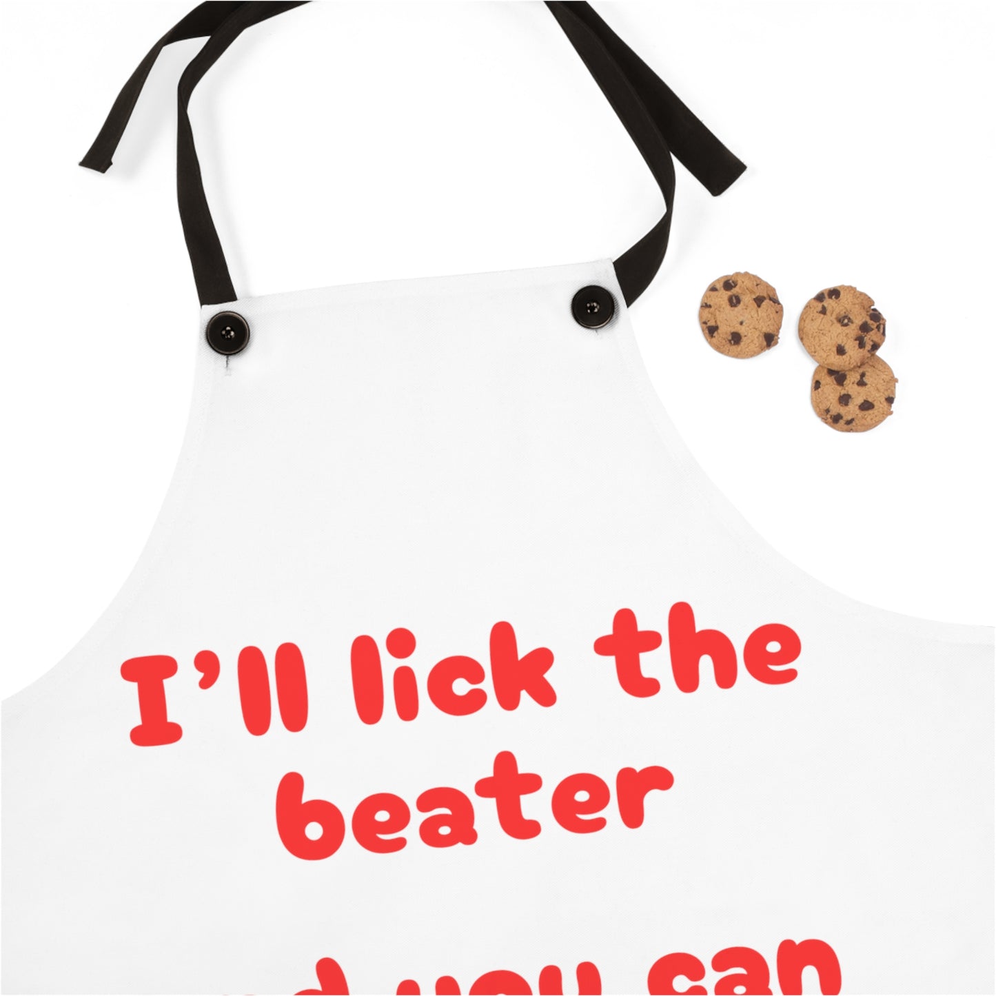 "I'll lick the beater and you can lick the bowl" (red on white) Apron BB042rw