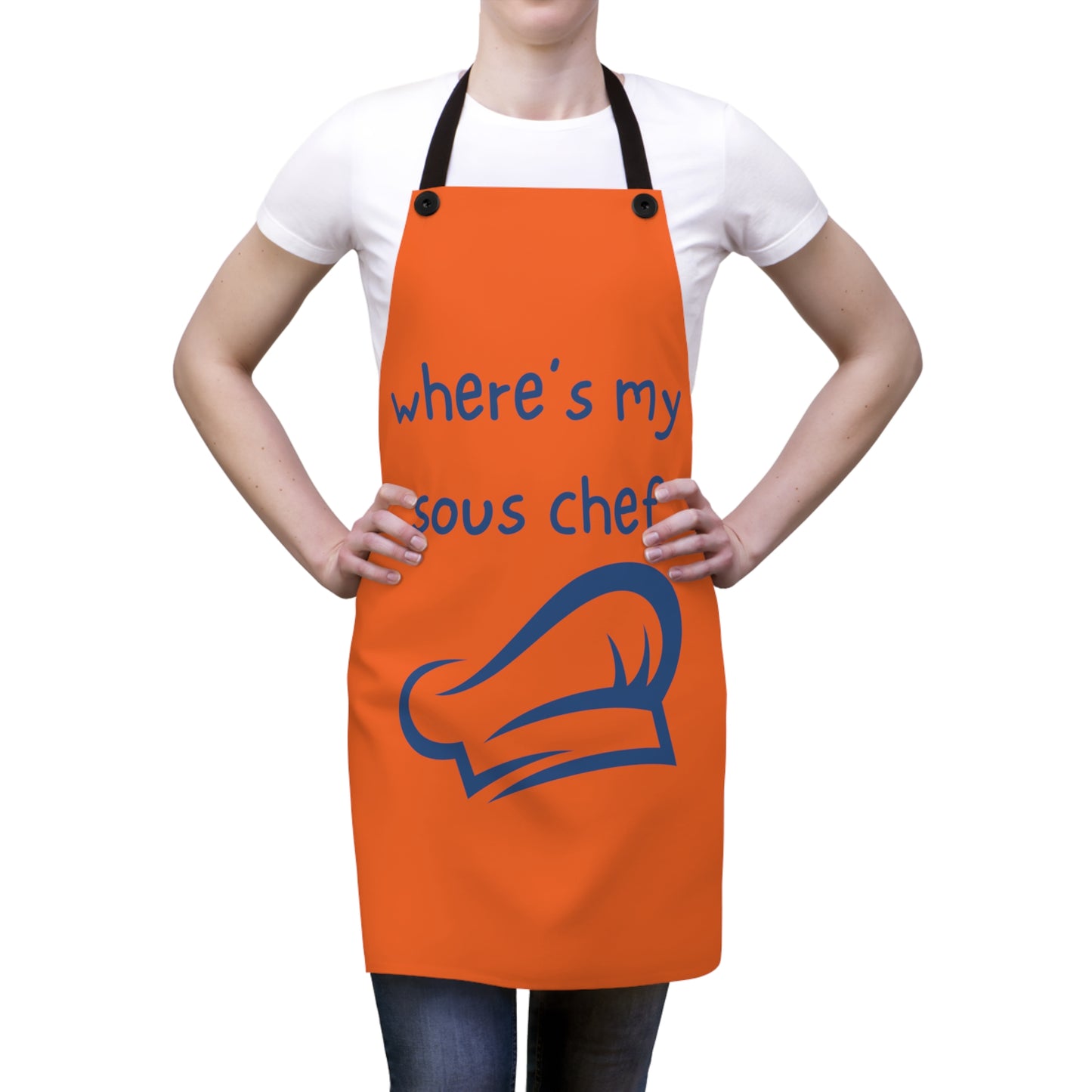"Where's My Sous Chef" (blue on orange) Apron SC46sbo