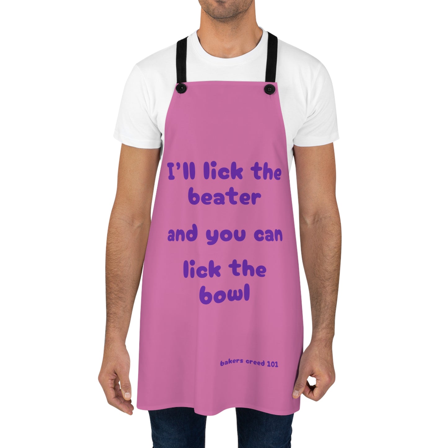 "I'll lick the beater and you can lick the bowl" (purple on light pink) Apron BB013pplp