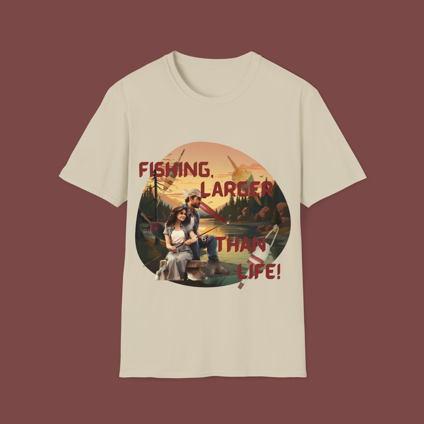 "Fishing, Truly Larger Than Life" Unisex Short Sleeve T-Shirt LTL.SS002a