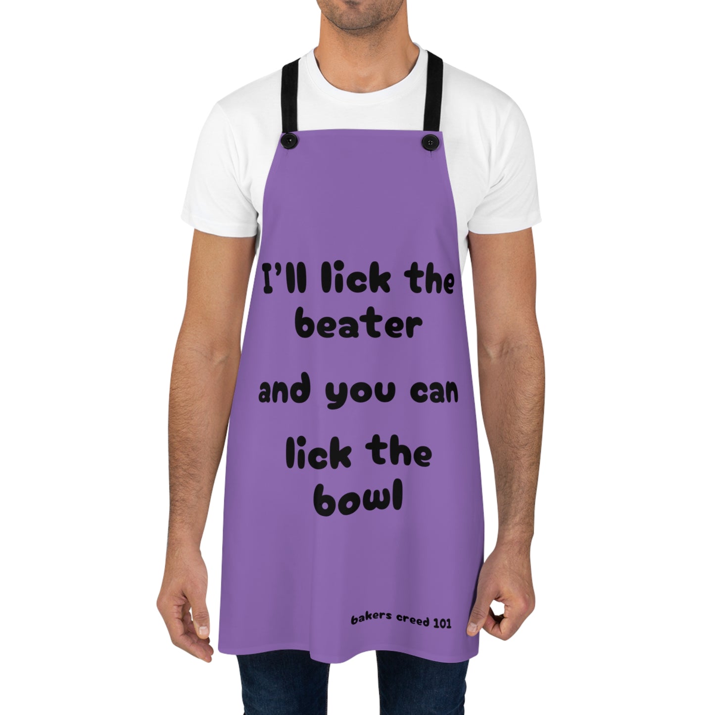 "I'll lick the beater and you can lick the bowl" (black on purple) Apron BB100blp