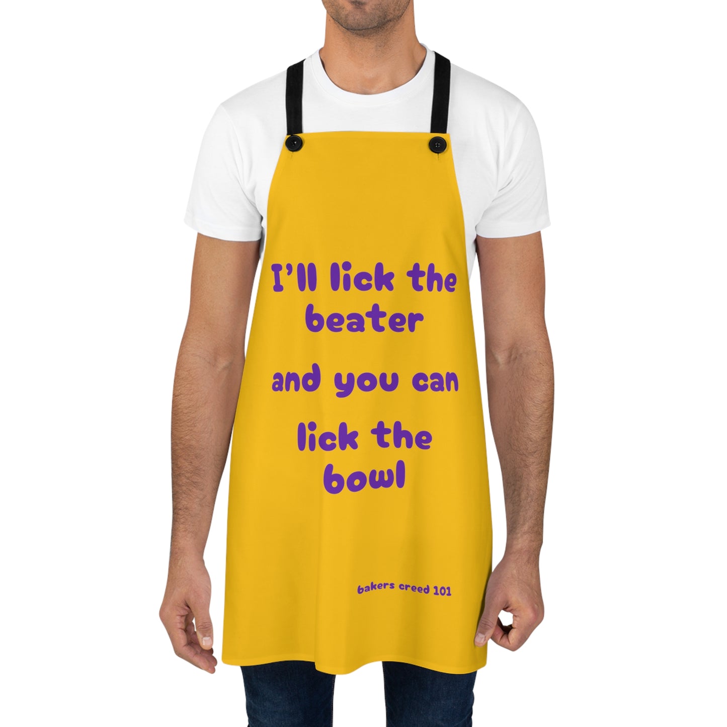 "I'll lick the beater and you can lick the bowl" (purple on black) Apron BB015ppy