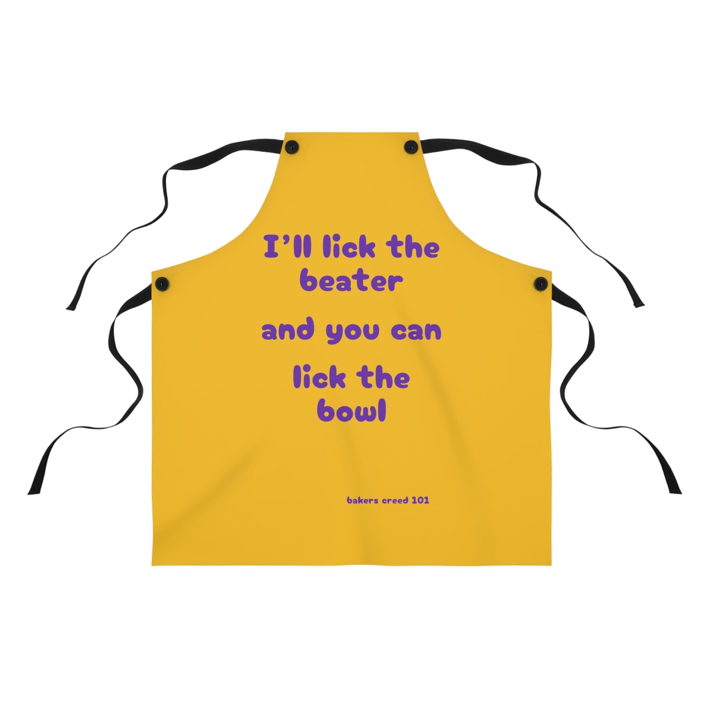 "I'll lick the beater and you can lick the bowl" (purple on black) Apron BB015ppy