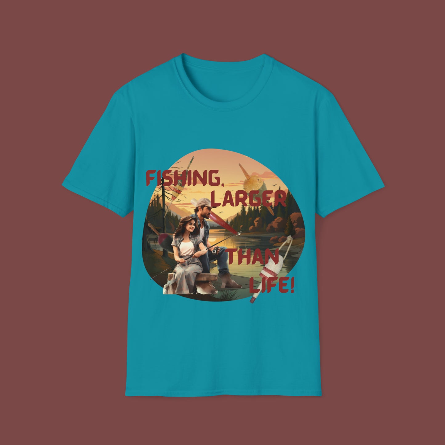 "Fishing, Truly Larger Than Life" Unisex Short Sleeve T-Shirt LTL.SS002a