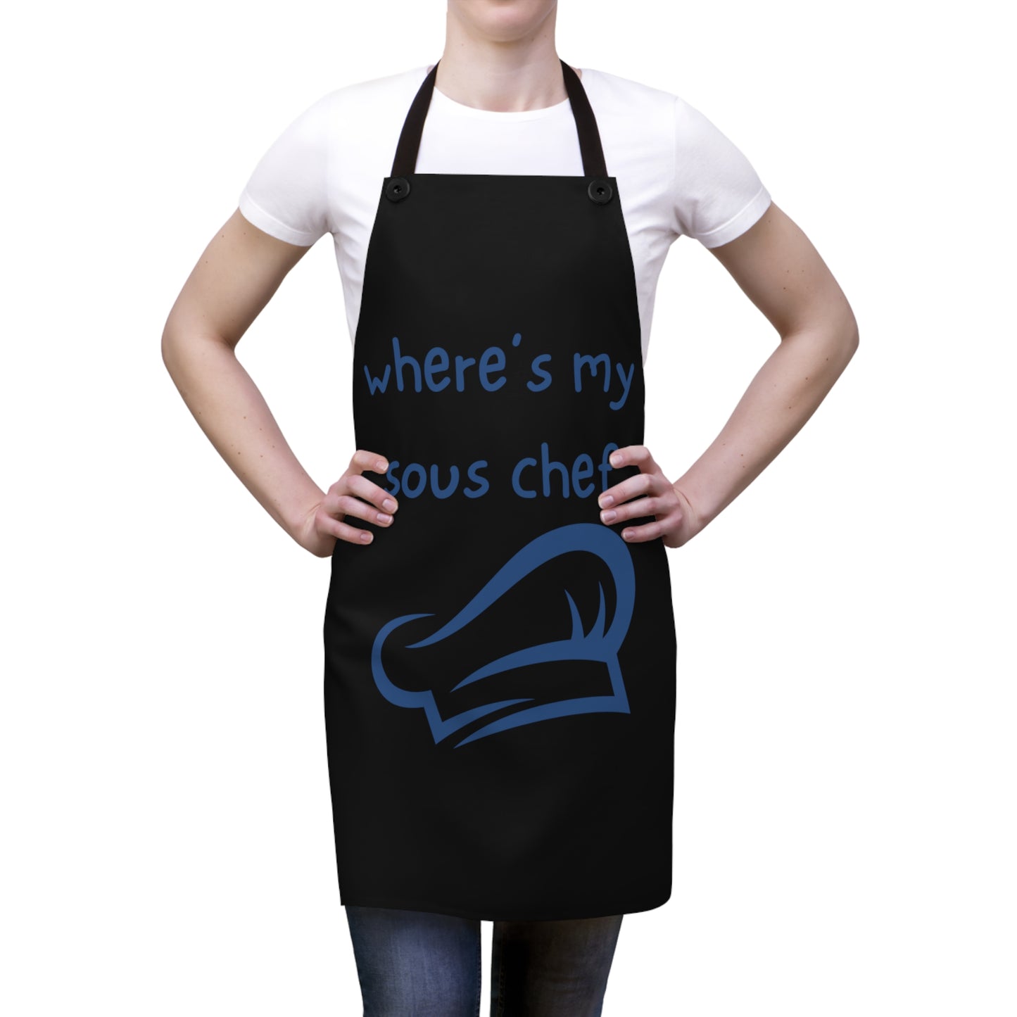 "Where's My Sous Chef" (blue on black) Apron SC46sbbk