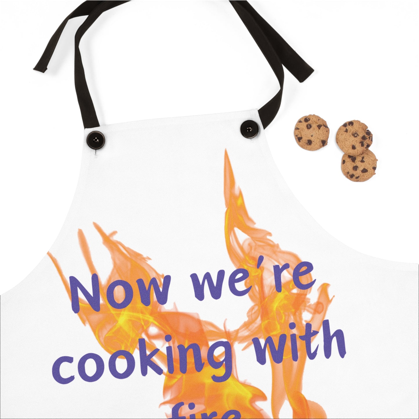 "Cooking with Fire" (white) Apron CF01.wt
