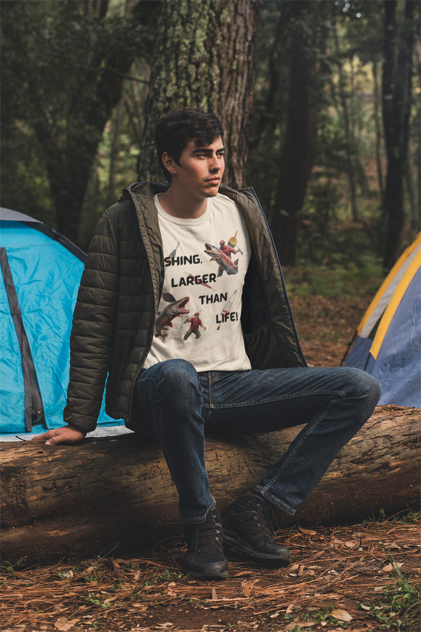 "Fishing, Larger Than Life" Unisex Short Sleeve T-Shirt LTL.SS001