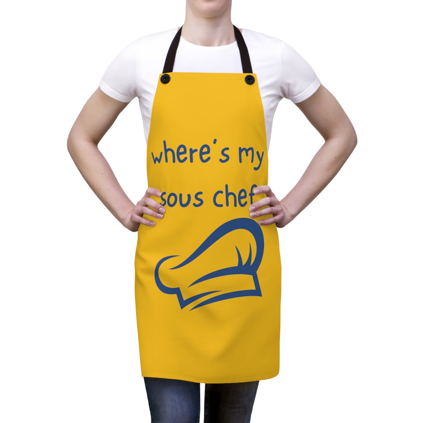 "Where's My Sous Chef" (blue on yellow) Apron SC46sby