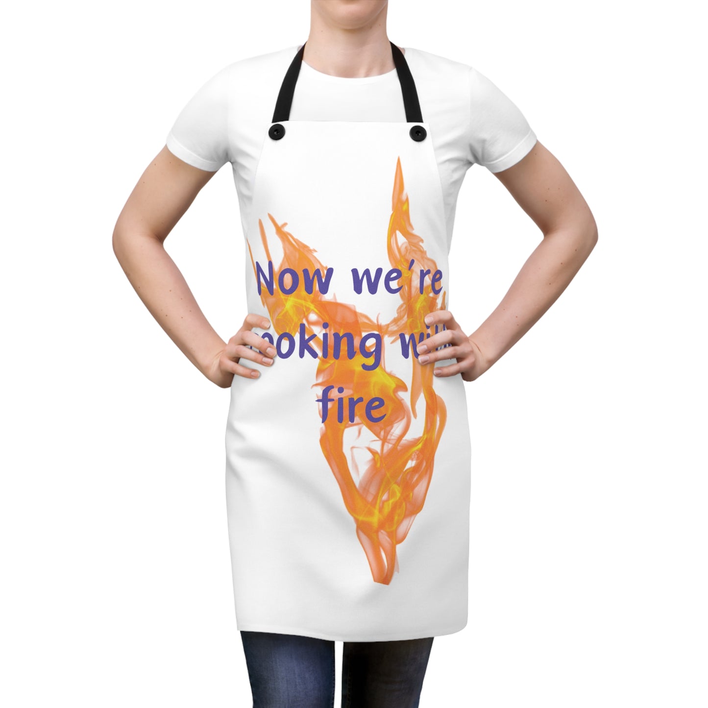 "Cooking with Fire" (white) Apron CF01.wt
