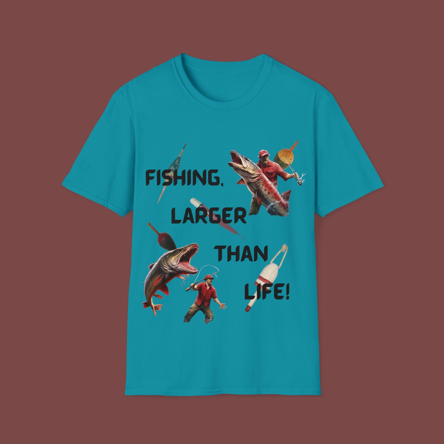 "Fishing, Larger Than Life" Unisex Short Sleeve T-Shirt LTL.SS001