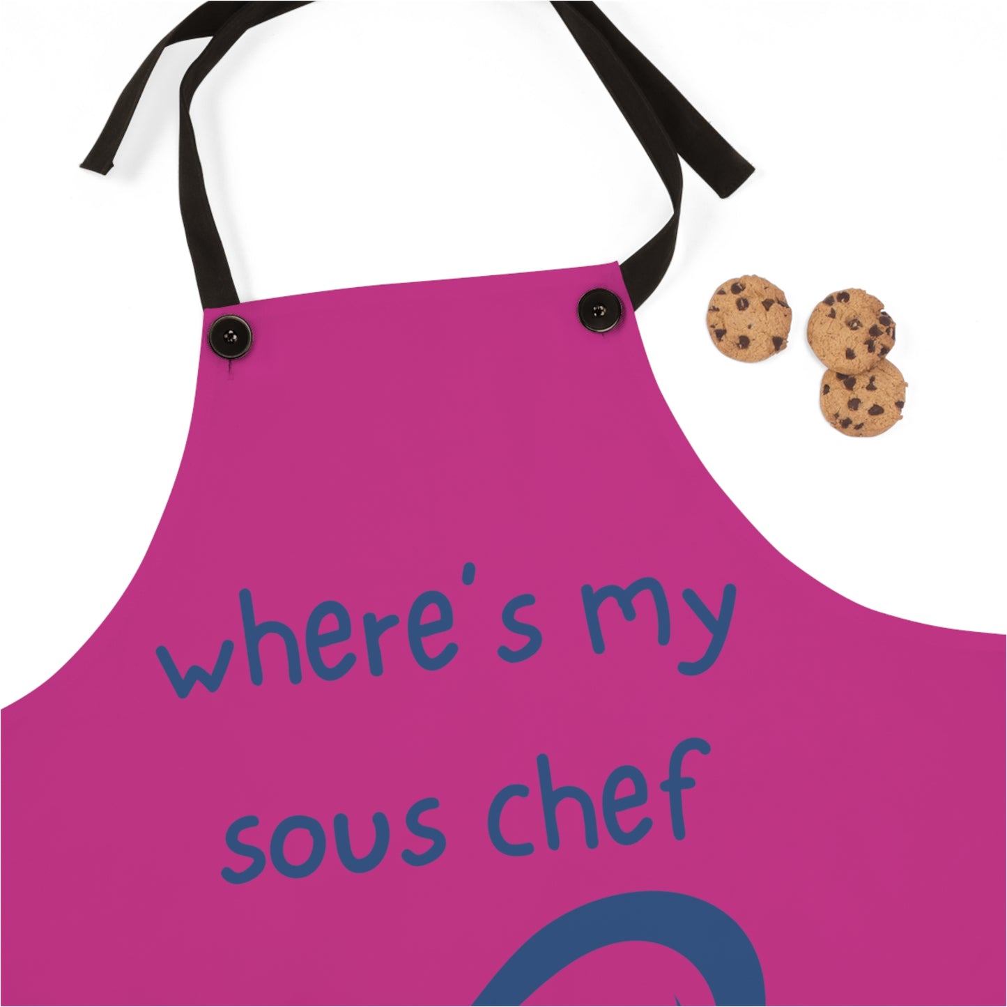 "Where's My Sous Chef" (blue on pink) Apron SC46sbdp
