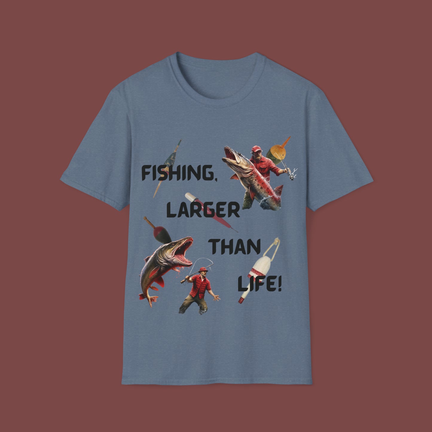 "Fishing, Larger Than Life" Unisex Short Sleeve T-Shirt LTL.SS001