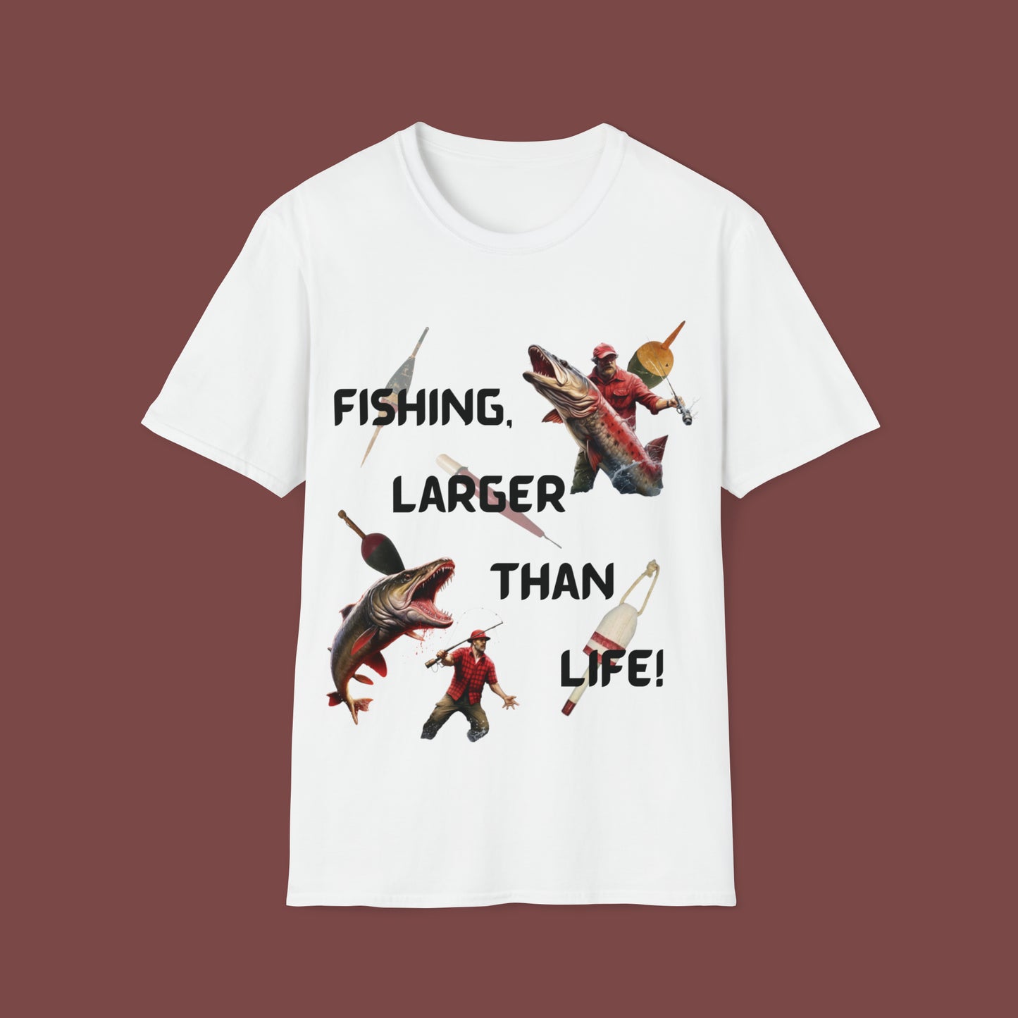 "Fishing, Larger Than Life" Unisex Short Sleeve T-Shirt LTL.SS001