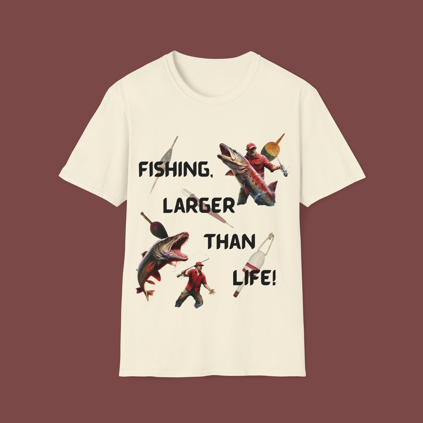 "Fishing, Larger Than Life" Unisex Short Sleeve T-Shirt LTL.SS001