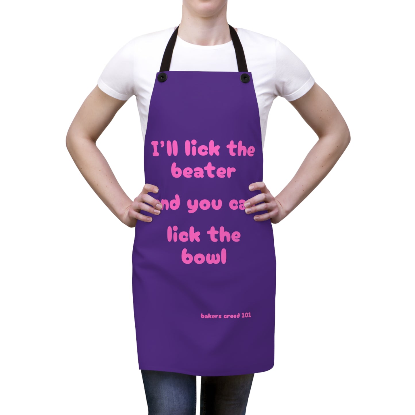 "I'll lick the beater and you can lick the bowl" (pink on purple) Apron BB004pp