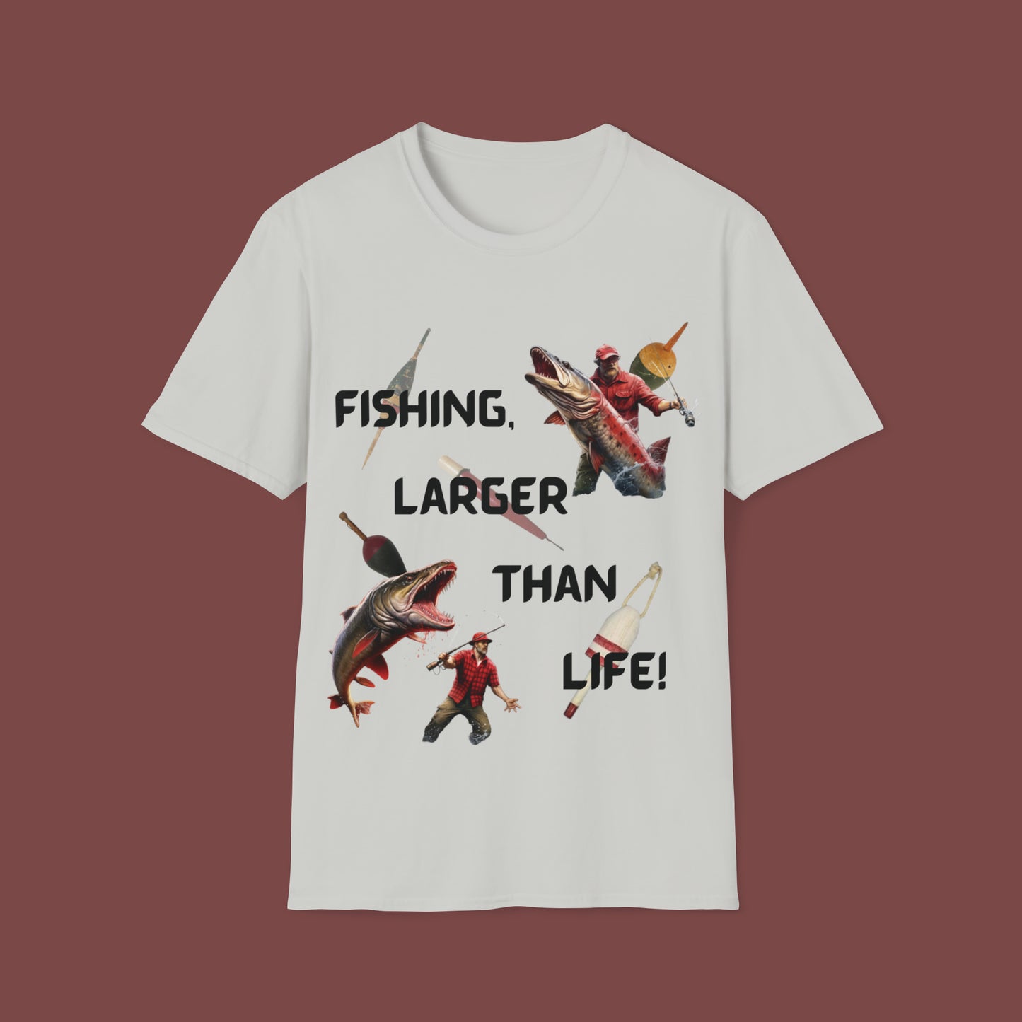 "Fishing, Larger Than Life" Unisex Short Sleeve T-Shirt LTL.SS001