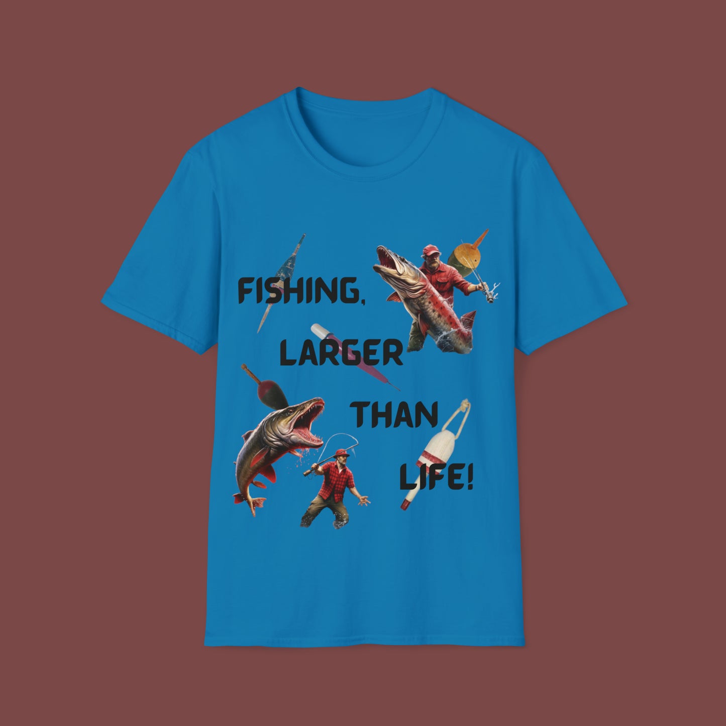 "Fishing, Larger Than Life" Unisex Short Sleeve T-Shirt LTL.SS001