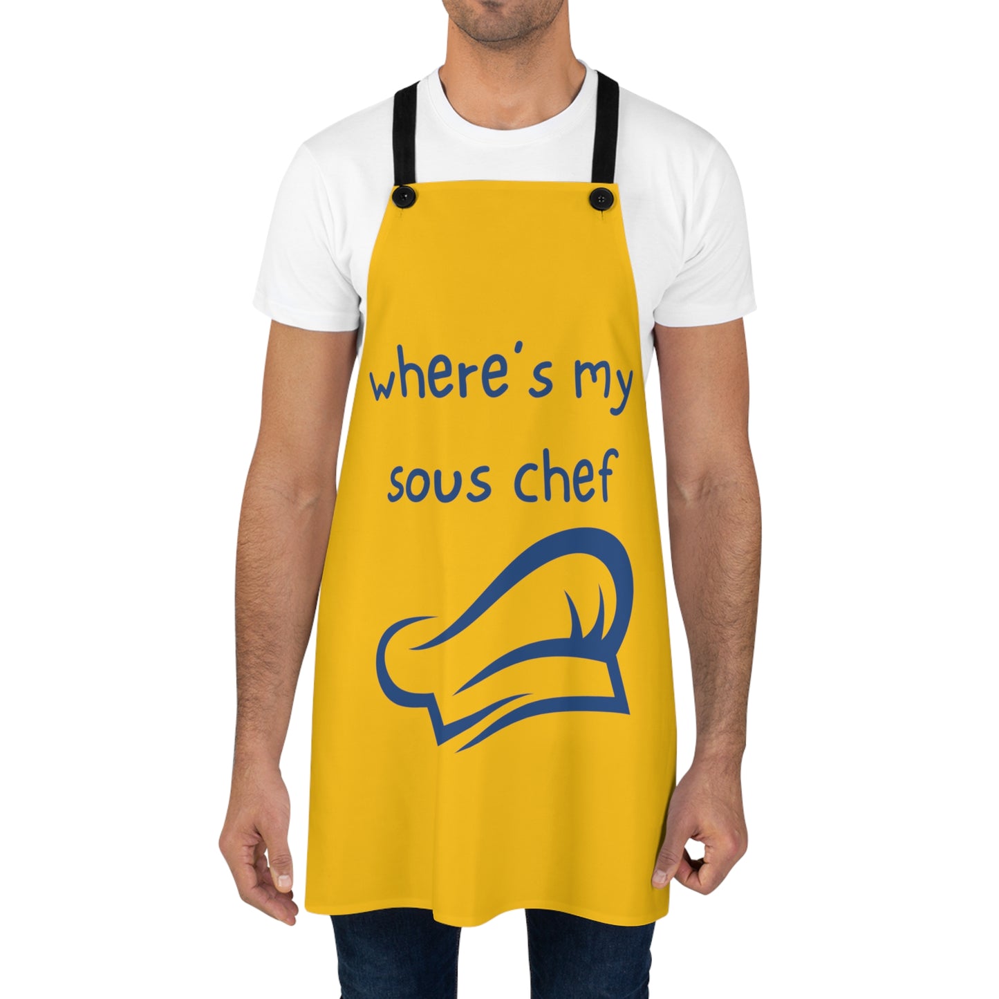 "Where's My Sous Chef" (blue on yellow) Apron SC46sby