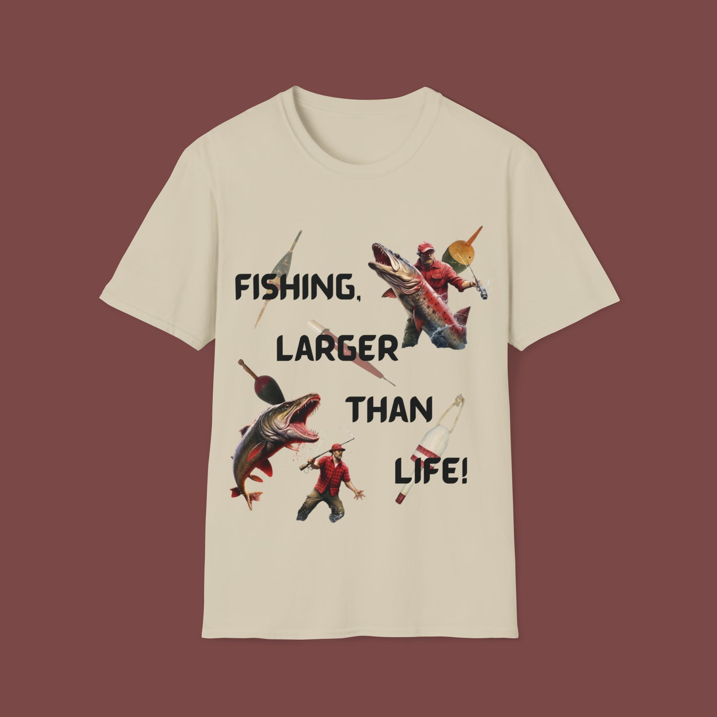 "Fishing, Larger Than Life" Unisex Short Sleeve T-Shirt LTL.SS001