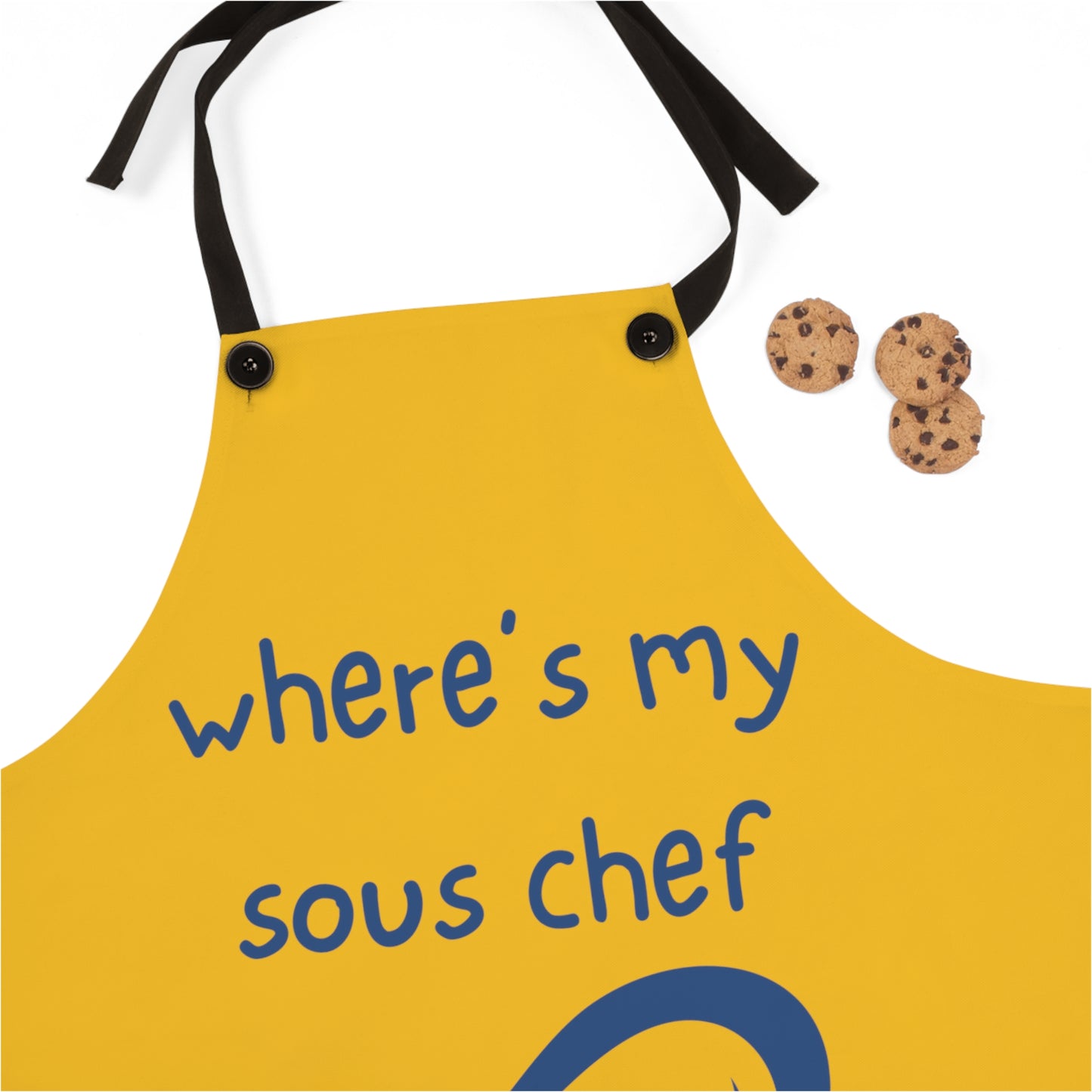"Where's My Sous Chef" (blue on yellow) Apron SC46sby