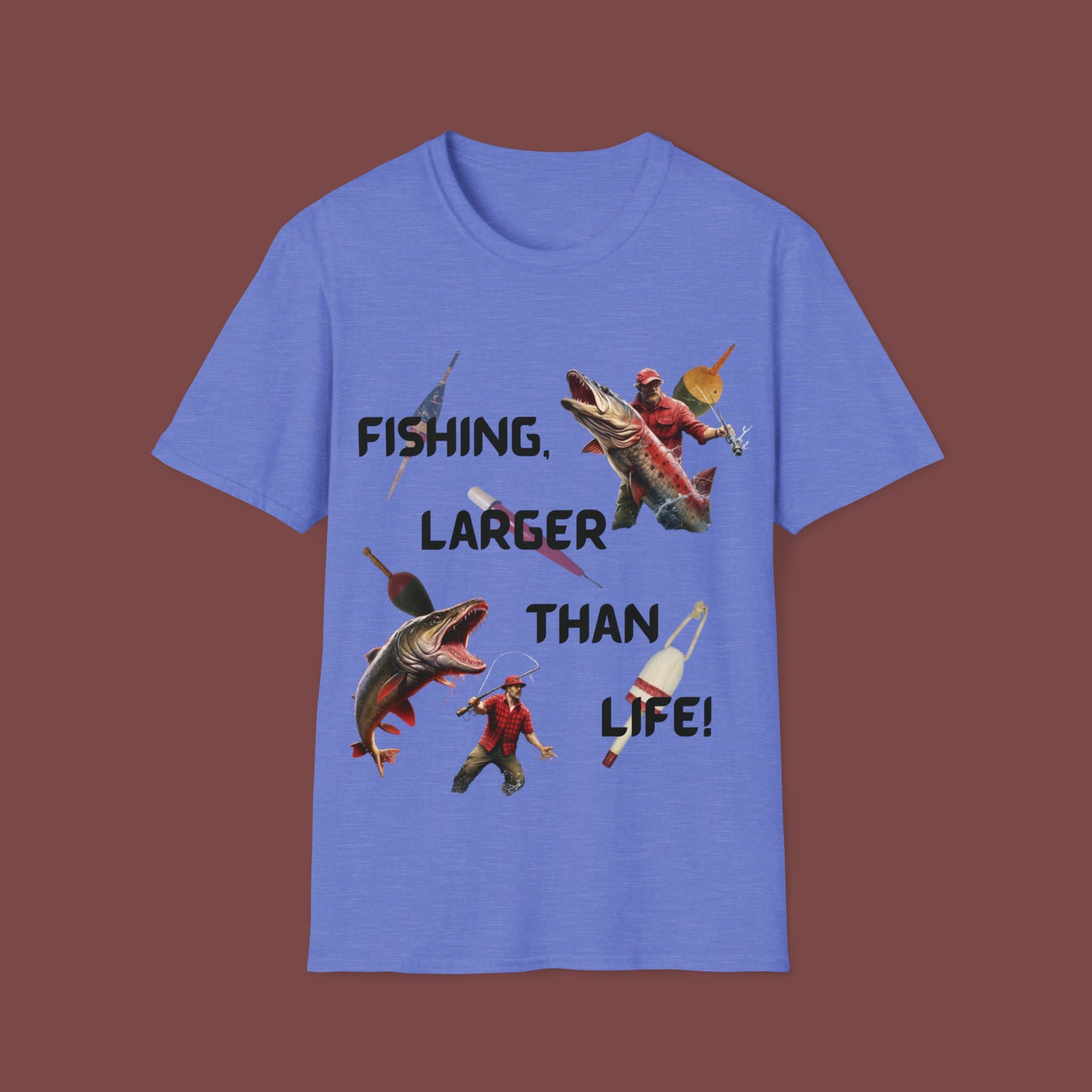 "Fishing, Larger Than Life" Unisex Short Sleeve T-Shirt LTL.SS001