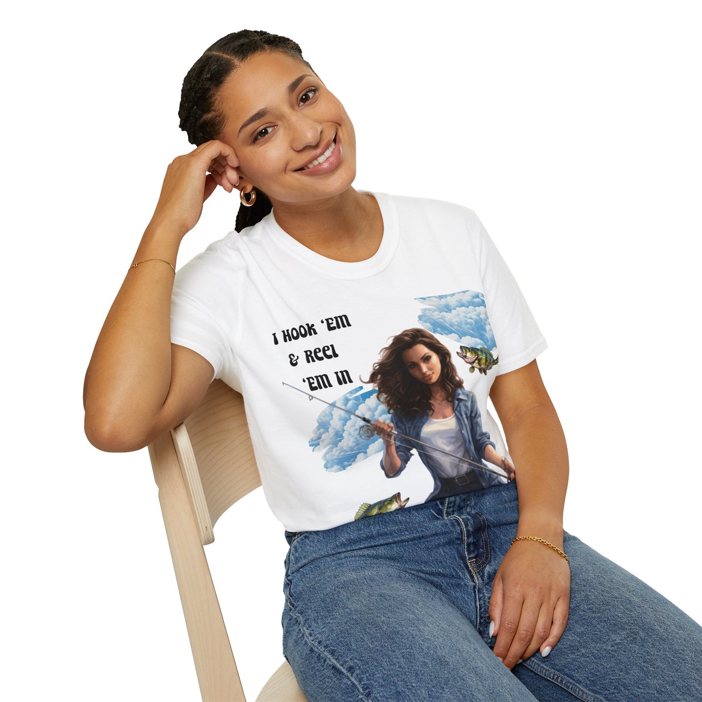 "I Hook "Em & Reel "Em In" Unisex Short Sleeve T-Shirt HERE.SS01x